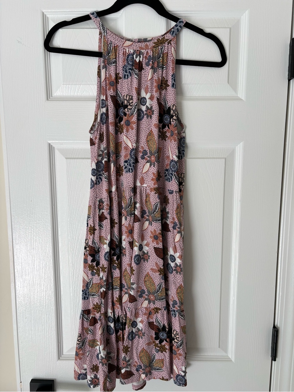 Women’s Sz S Loft Pink Floral Halter Midi Dress